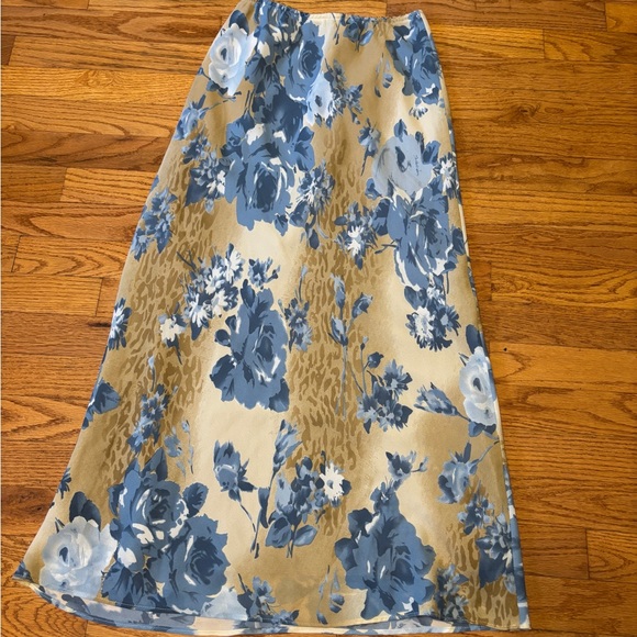Floral Blue and Tan Women's Skirt - Picture 1 of 3